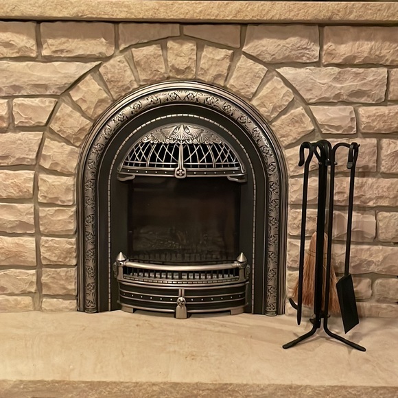 Fireplace Tools Hearth Stand Set Black Forged Metal Fireplace Poker Shovel Broom - Picture 6 of 16